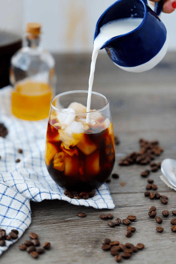 Cold Brew Iced Coffee with Honey and Milk
