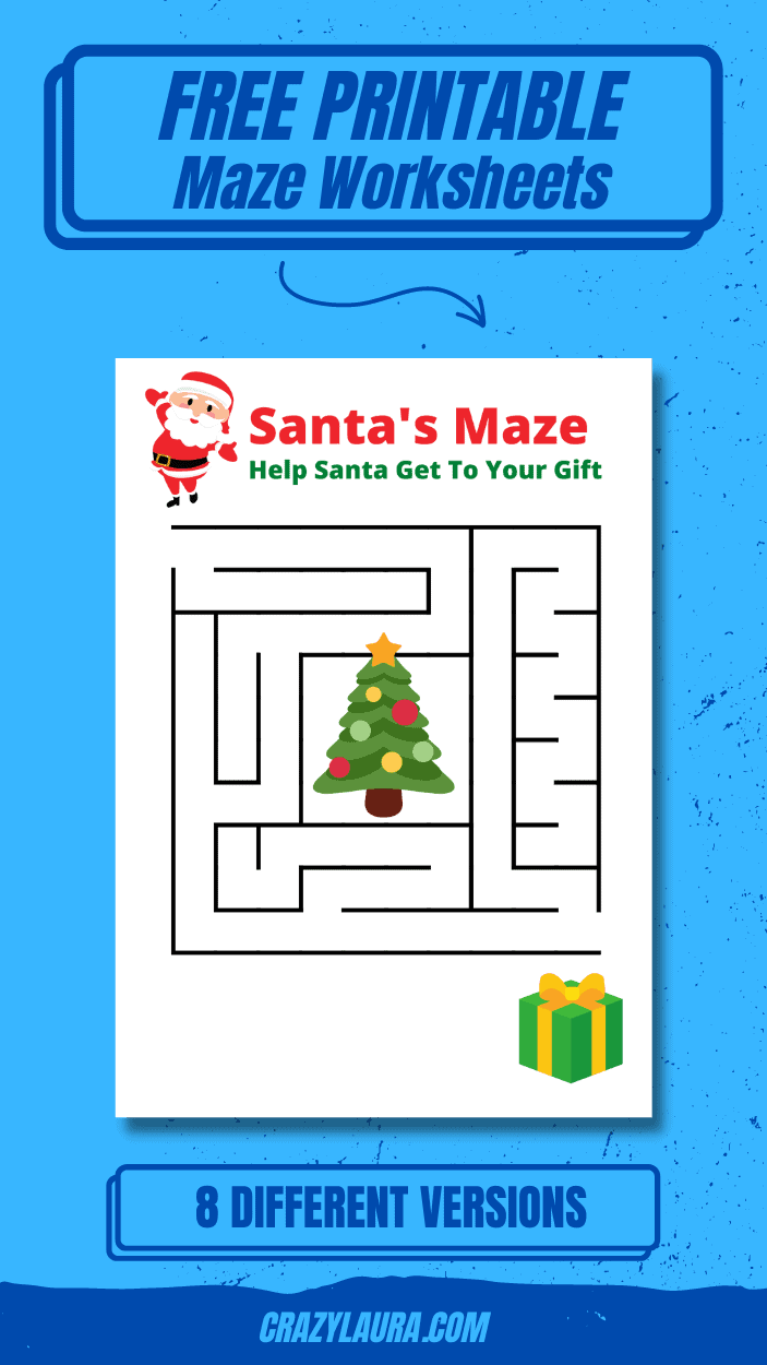 8 Free Fun Printable Maze Worksheets (Pinterest Pin)