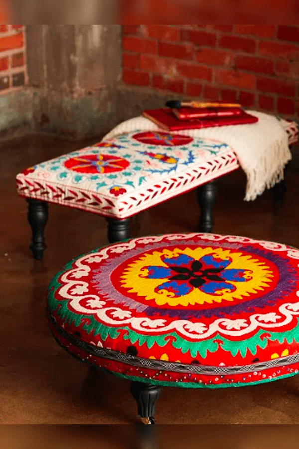Graphic Embroidered Ottoman