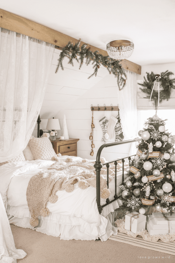 Neutral Christmas Bedroom
