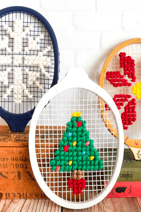 Christmas Cross Stitch Tennis Rackets