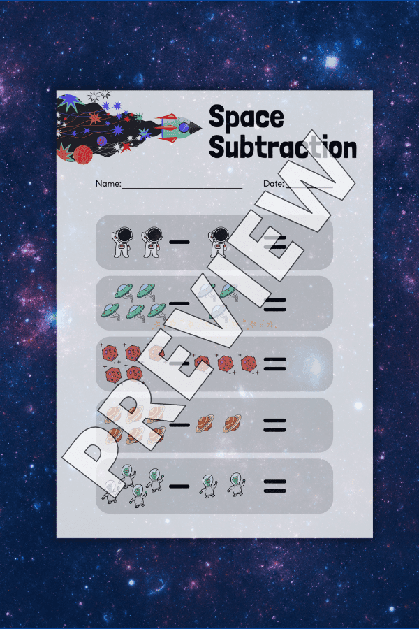 Space Subtraction Free Printable
