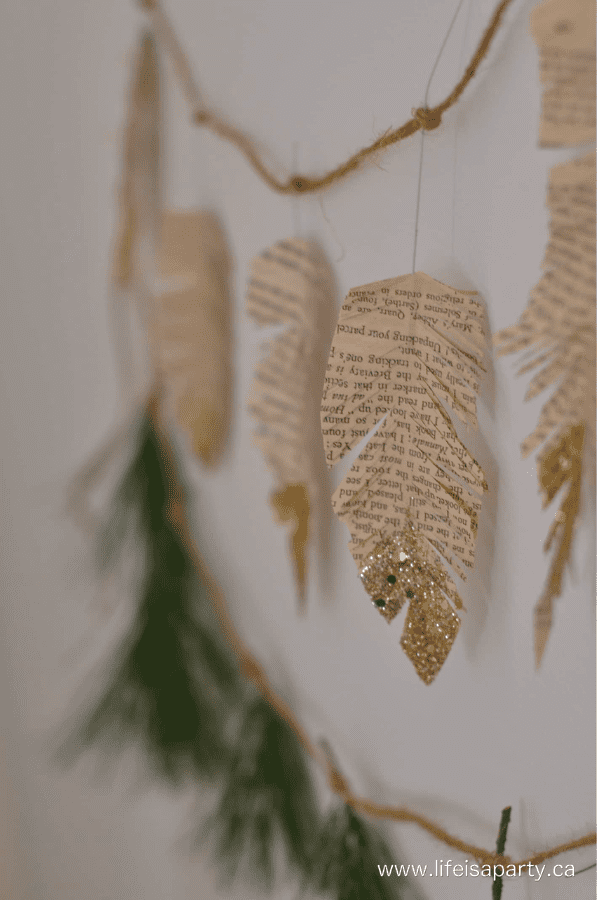 Book Page Paper Feather Garland