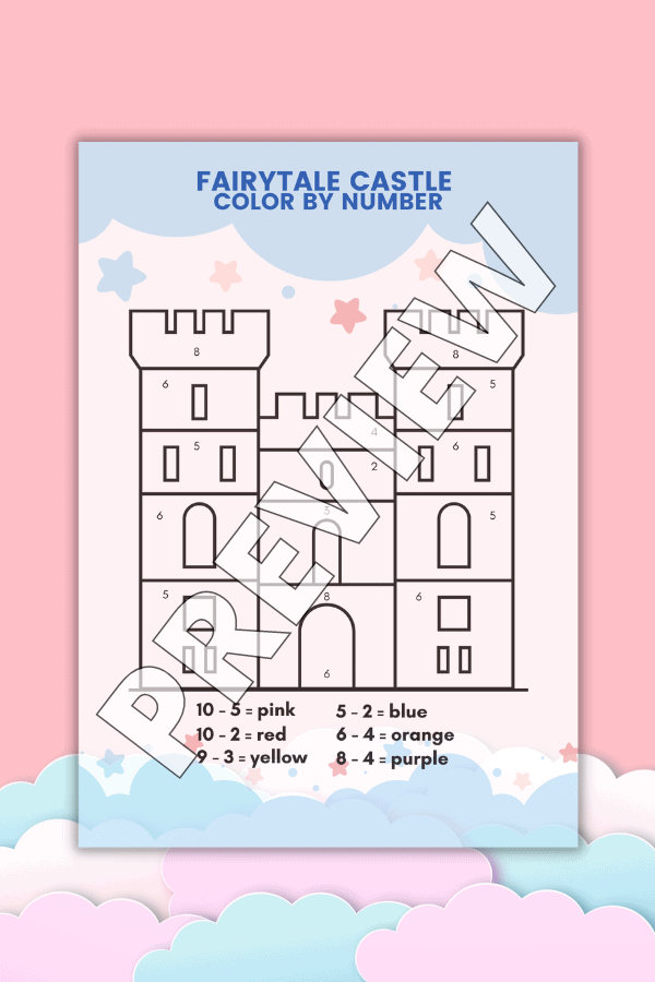 Fairytale Castle Color By Number Free Printable
