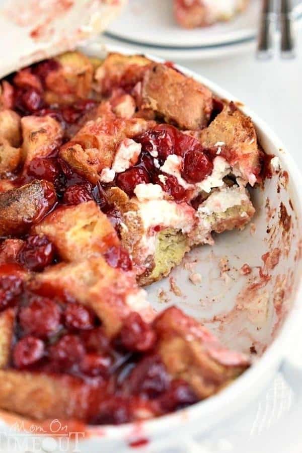 BAKED CHERRY CHEESECAKE FRENCH TOAST CASSEROLE