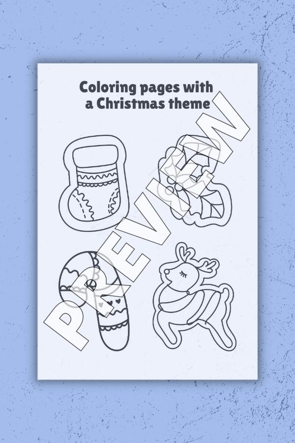 BLACK AND WHITE PLAYFUL CHRISTMAS COLORING WORKSHEET