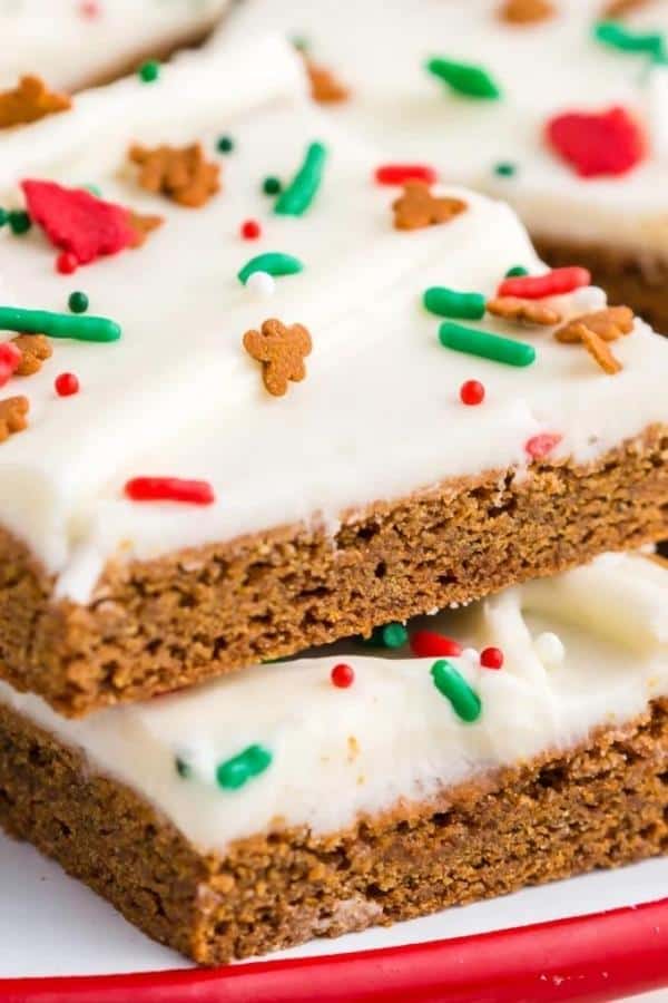 These Gingerbread Bars are simple to make, and they're deliciously spicy with just the right amount of cream cheese frosting!
