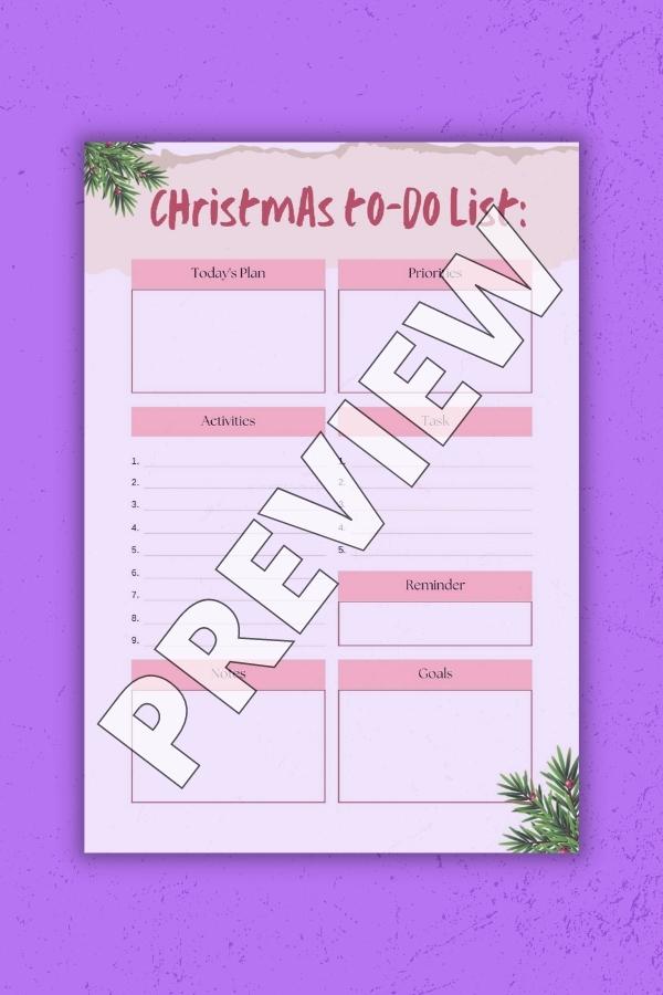 CHRISTMAS-THEMED PLANNER TO-DO LIST