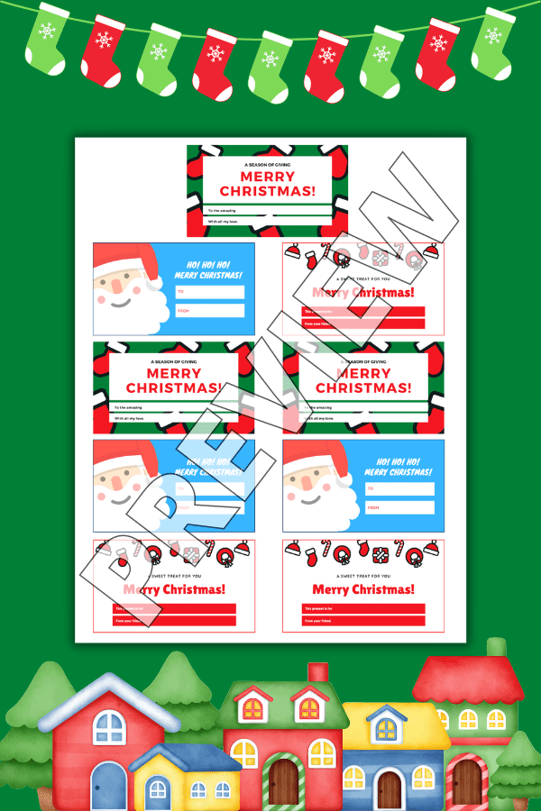Christmas Icons Theme Gift Card Printable