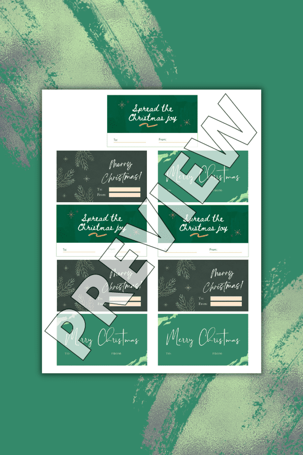 Elegant Green Theme Gift Card Printables