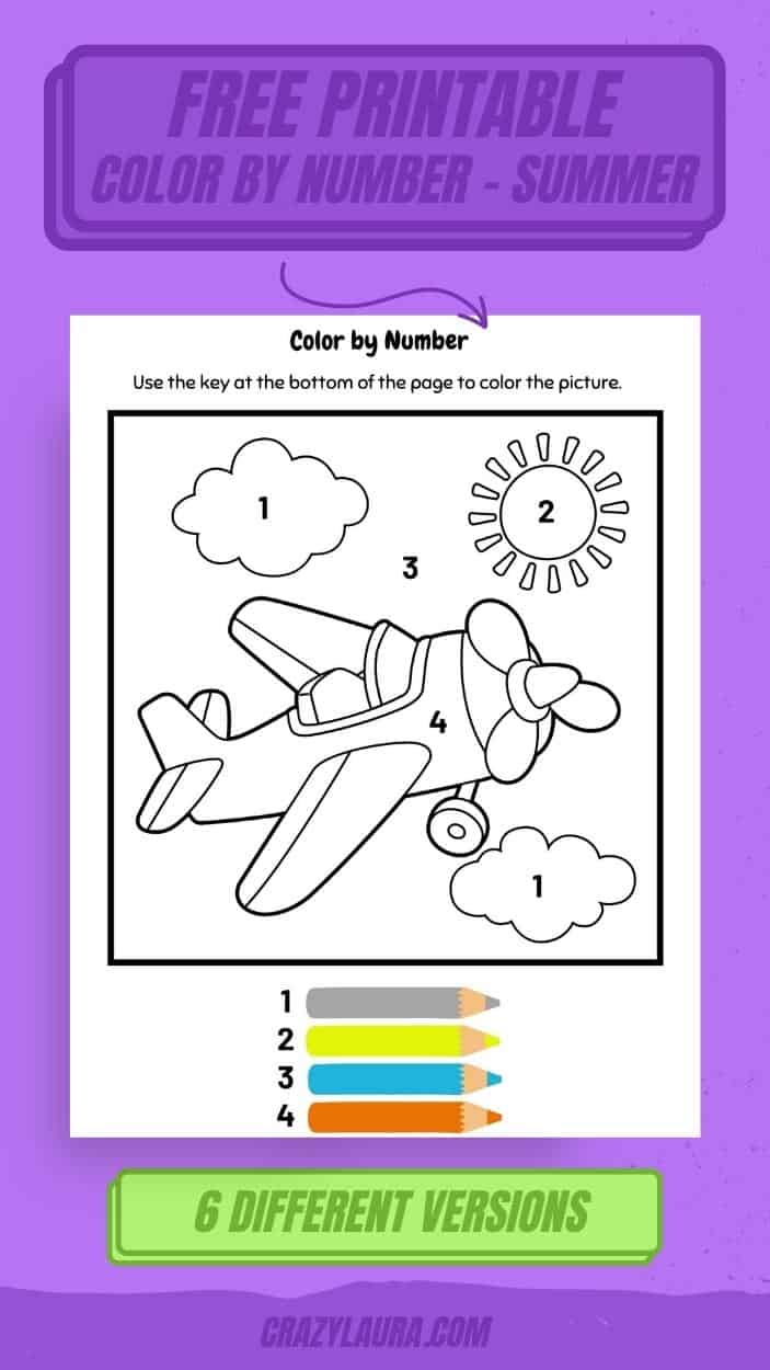 Free Color by Number Summer Printables for Kids