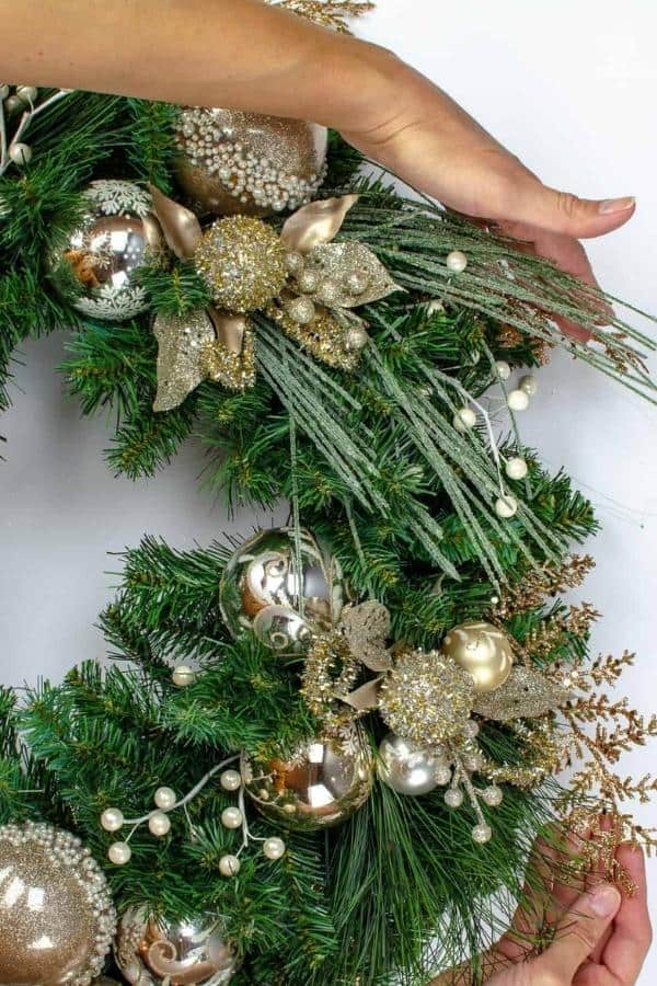 The inspiration for this homemade Christmas wreath knock-off came from Pottery Barn, Balsam Hill, and Frontgate.