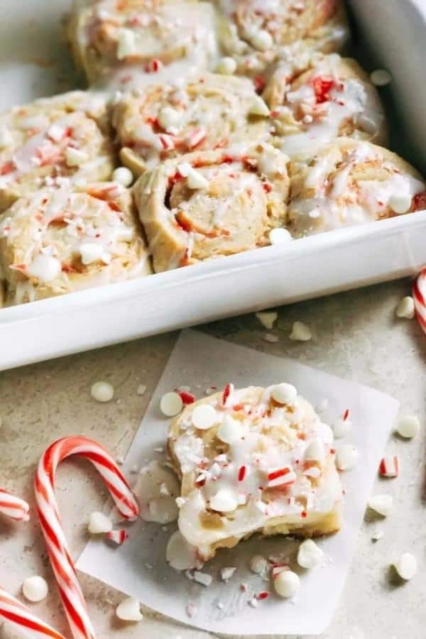 PEPPERMINT WHITE CHOCOLATE SWEET ROLLS