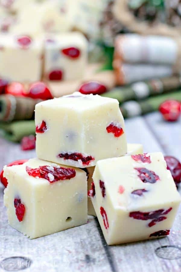 WHITE CHOCOLATE CRANBERRY FUDGE