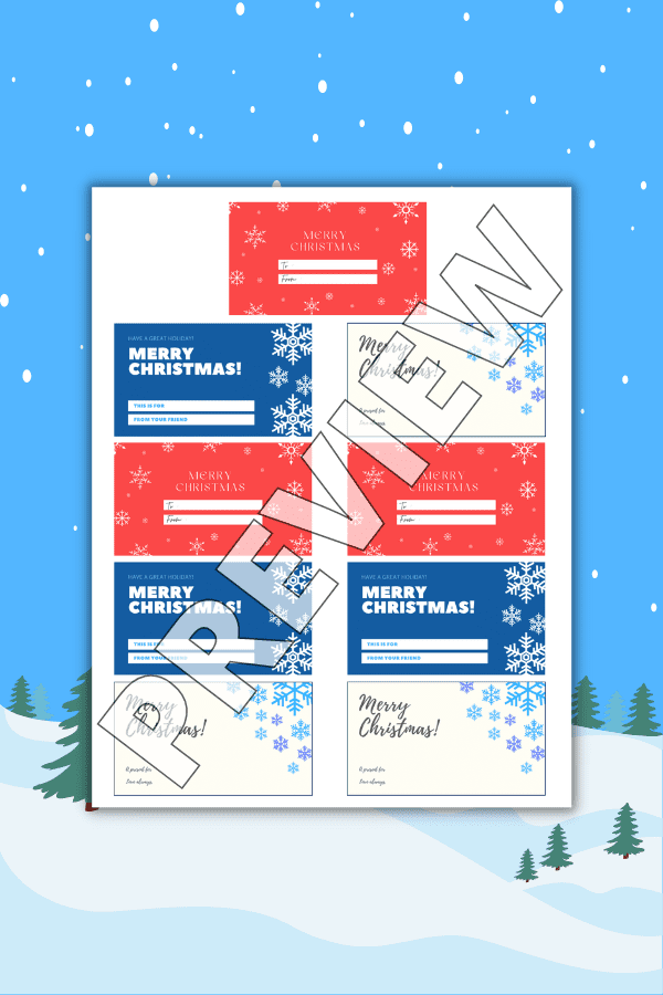 Snowflakes Theme Gift Card Printable