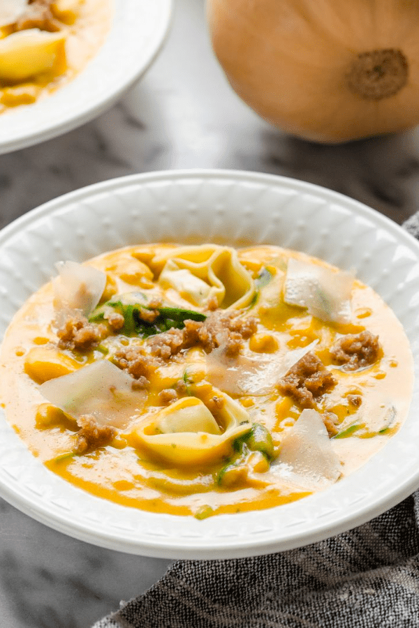 Butternut Squash, Sausage, and Tortelloni Soup