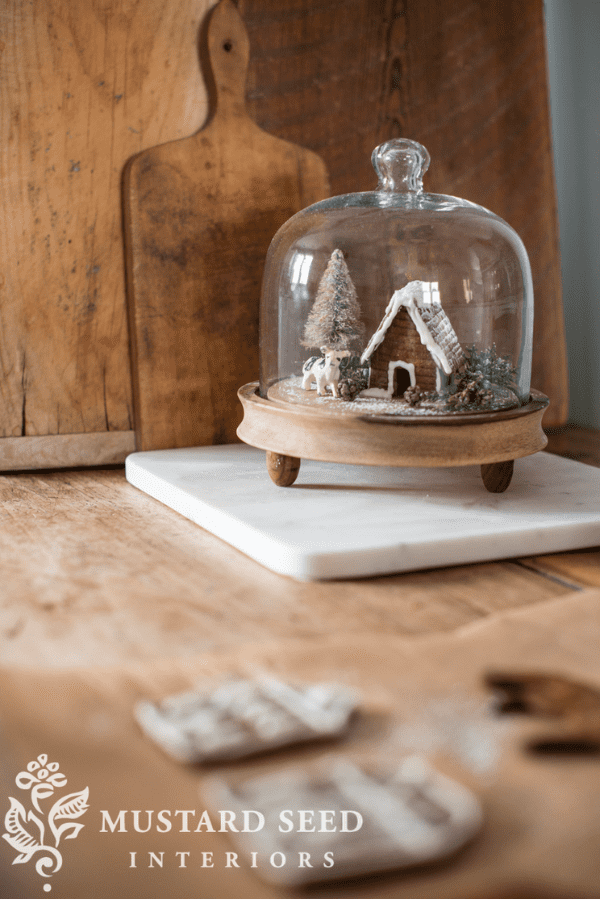 DIY Glass Cloche Christmas Scene