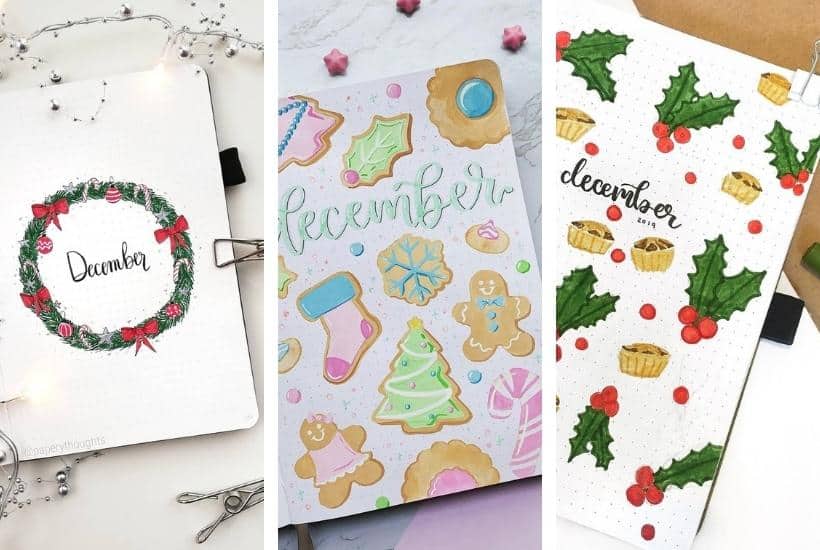 20+ Festive Christmas Bullet Journal Cover Page Ideas