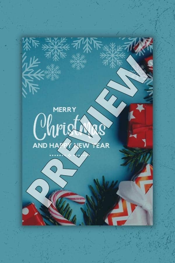 Blue Merry Christmas With Christmas Present Printable