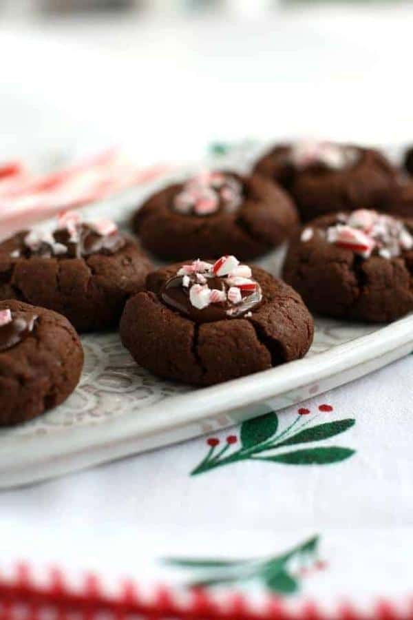 CHOCOLATE PEPPERMINT THUMBPRINT COOKIES