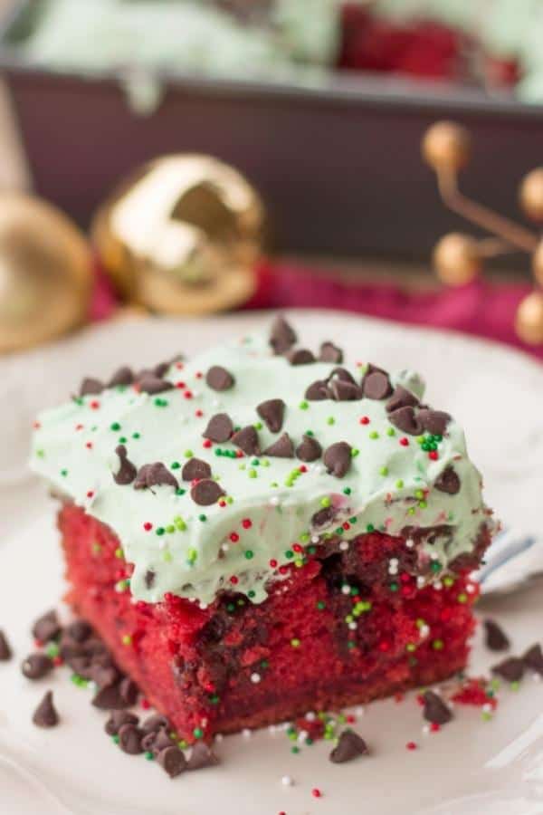 CHRISTMAS RED VELVET CHOCOLATE POKE CAKE
