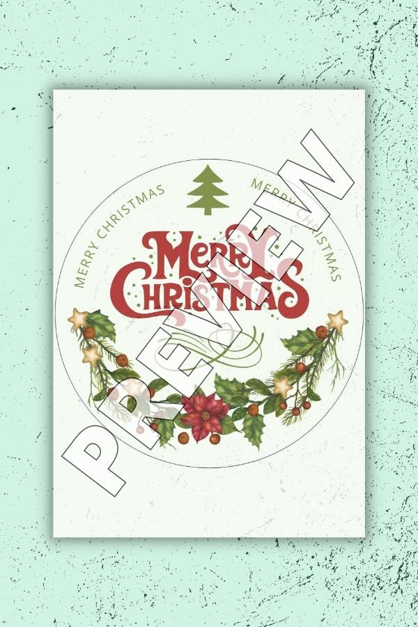 Circle Merry Christmas Greeting Printable