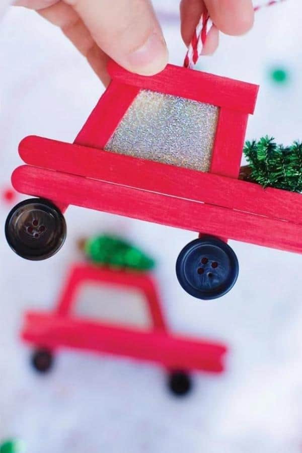 DIY CAR & TRUCK POPSICLE STICK CHRISTMAS ORNAMENTS