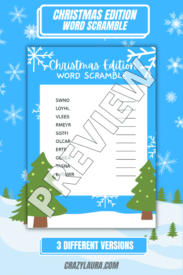 Free Christmas Word Scramble Printable