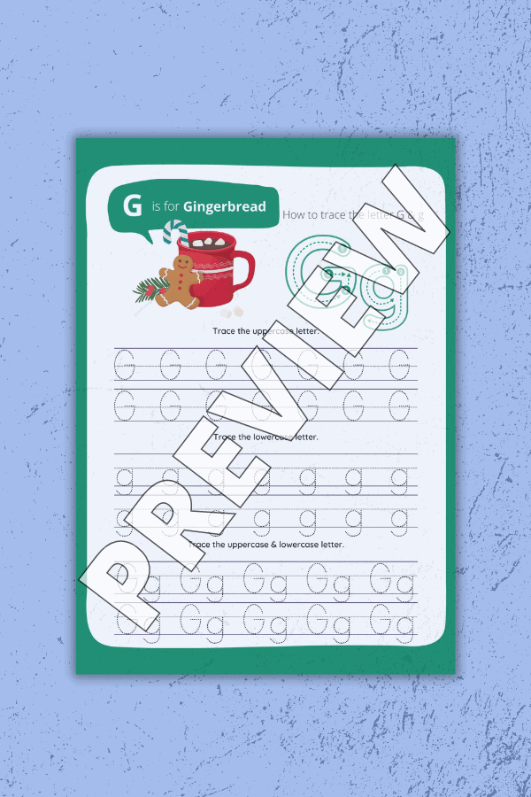 Letter Tracing Gingerbread Worksheet