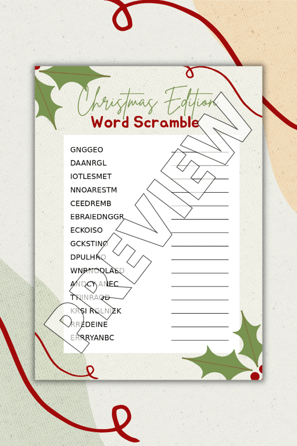Medium Christmas Word Scramble