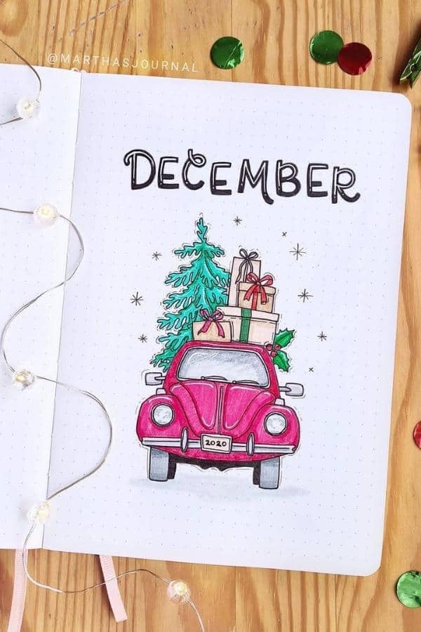 RED CAR LOADED WITH GIFTS DESIGN