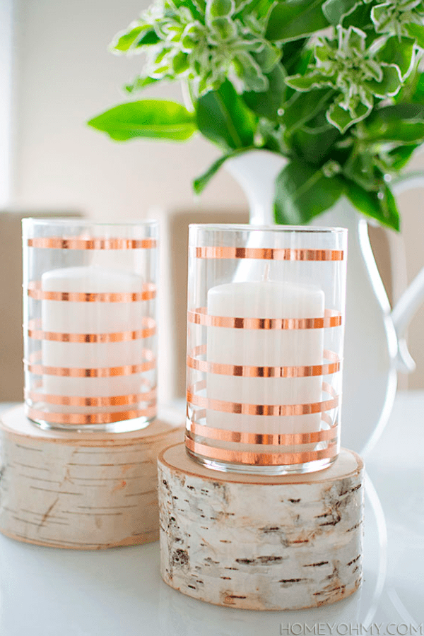 Copper Stripped Candle Holders