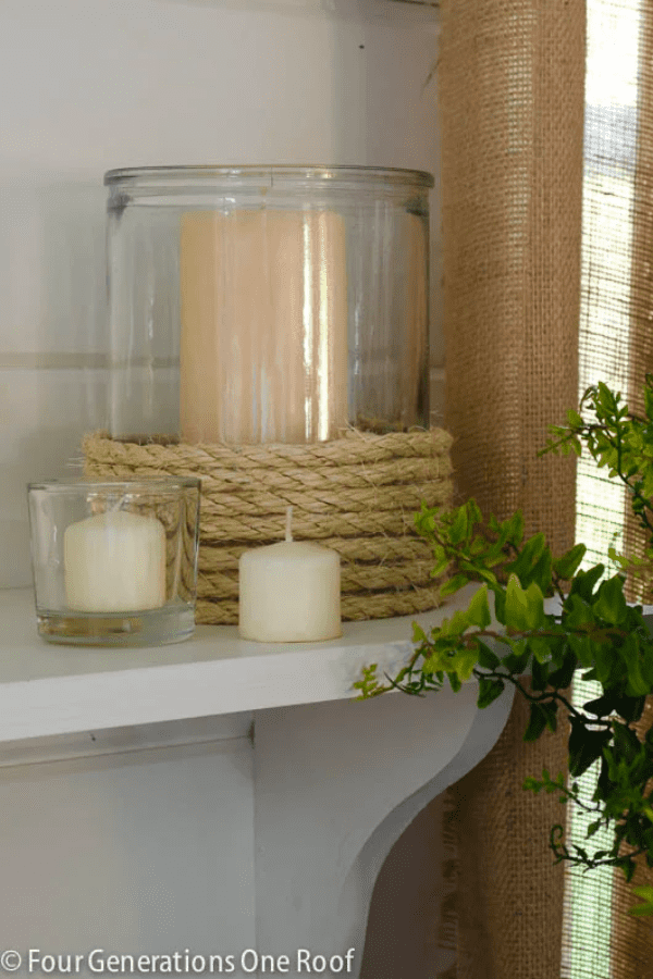 Candle Holder with Jute Roping