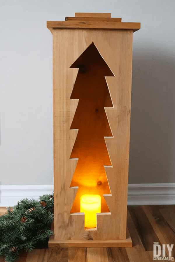 Christmas Tree Wood Lantern