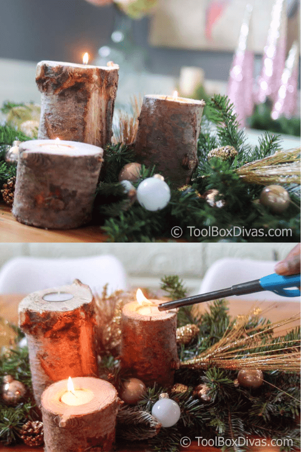 Christmas Tree Trunk Candle Holder
