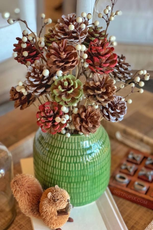 DIY PINECONE FLOWERS WITH STEMS
