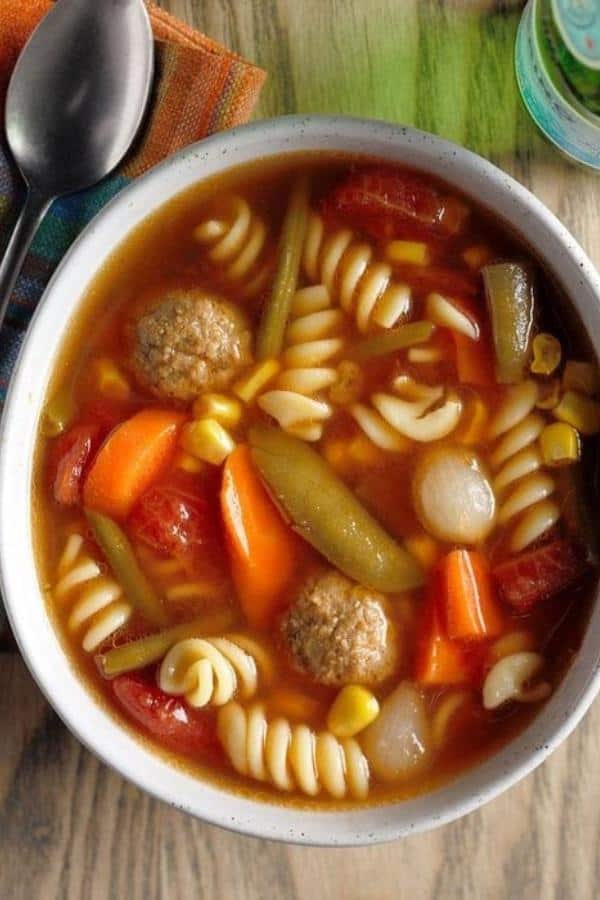 SLOW-COOKED VEGGIE MEATBALL SOUP