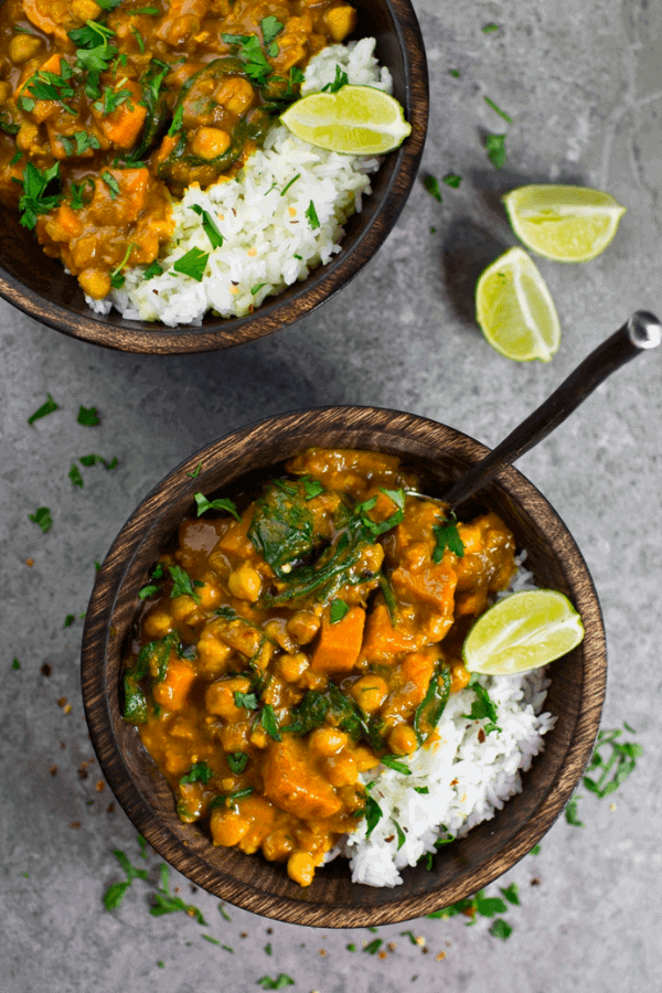 Sweet Potato, Chickpea, and Spinach Coconut Curry