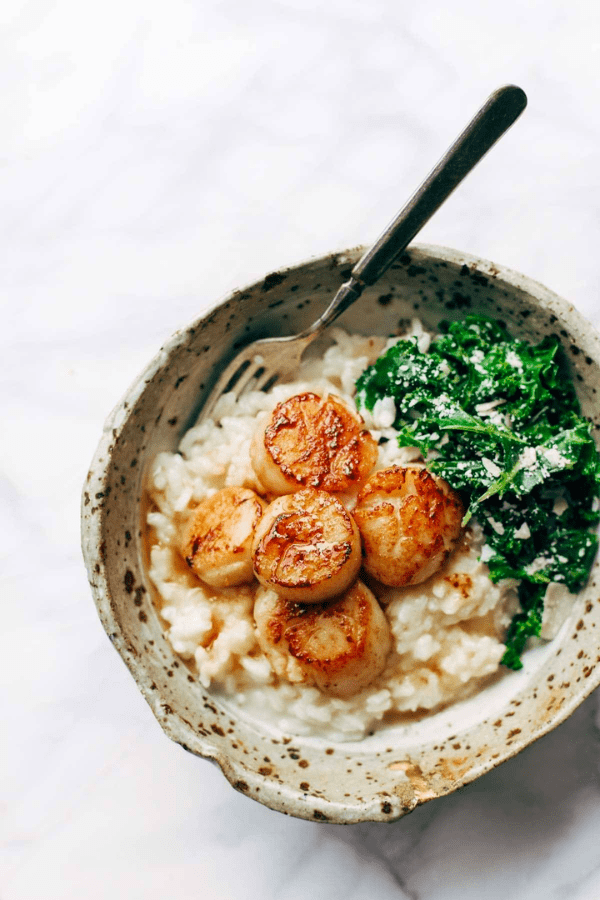Brown Butter Scallops with Parmesan Risotto
