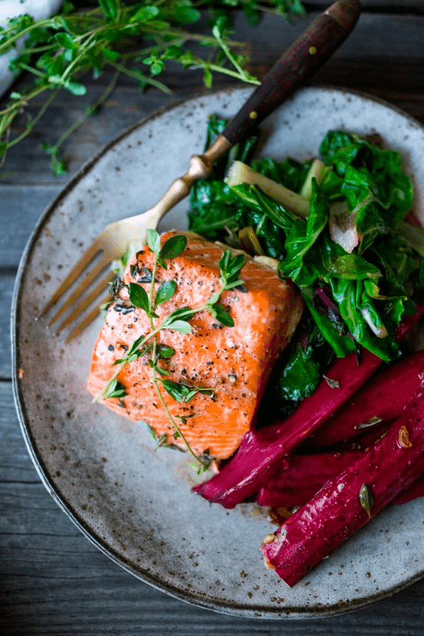Baked Salmon With Rhubarb