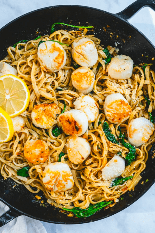 Scallop Pasta with Lemon & Herbs