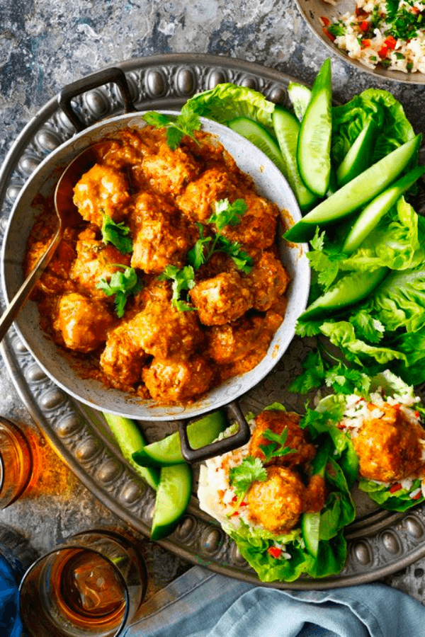 Korma Chicken Meatballs In Lettuce Cups