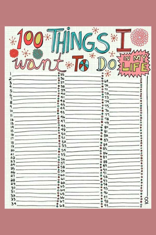 100 THINGS I WANT TO DO IN MY LIFE BUCKET LIST