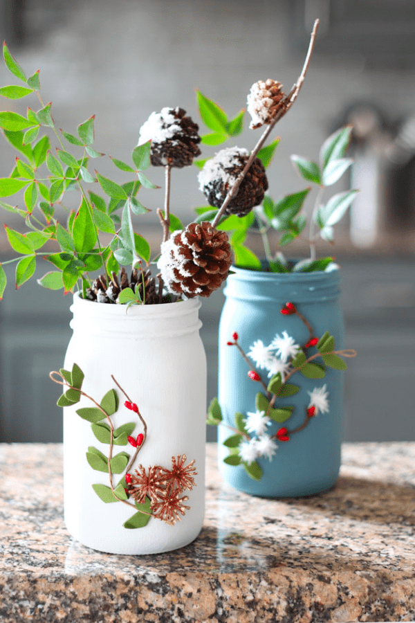 Mason Jar Christmas Vases