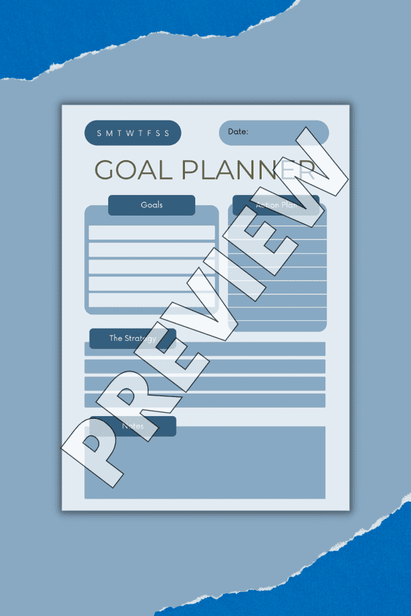 Blue Themed Goal Setting Printable
