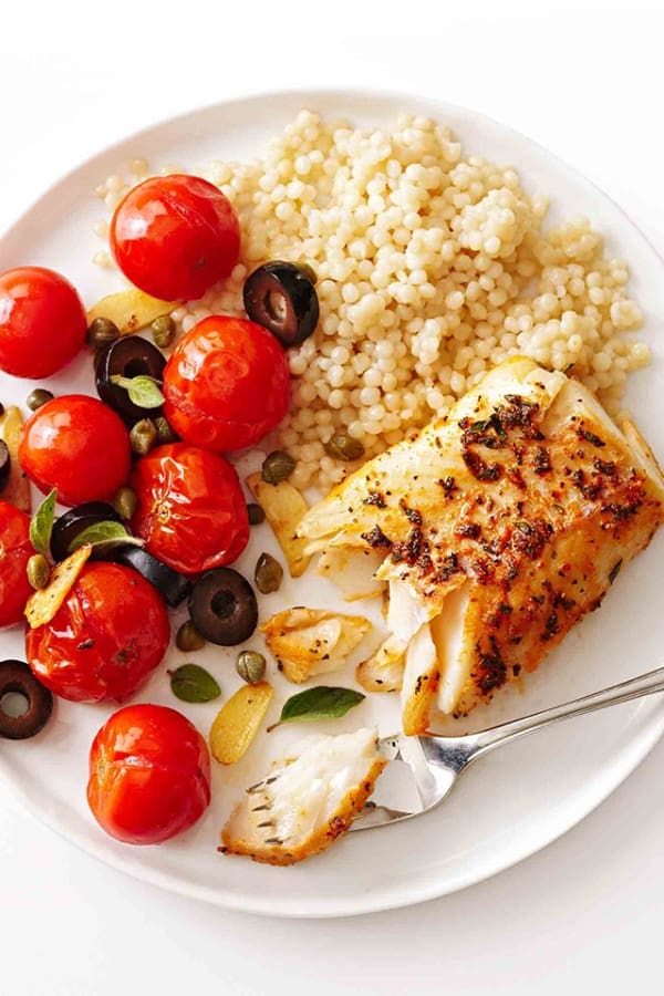 MEDITERRANEAN COD WITH ROASTED TOMATOES