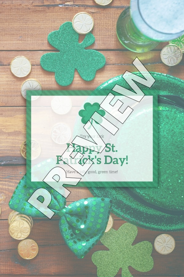 GREEN AND WHITE STRIPED LEAVES ST. PATRICK'S DAY CARD