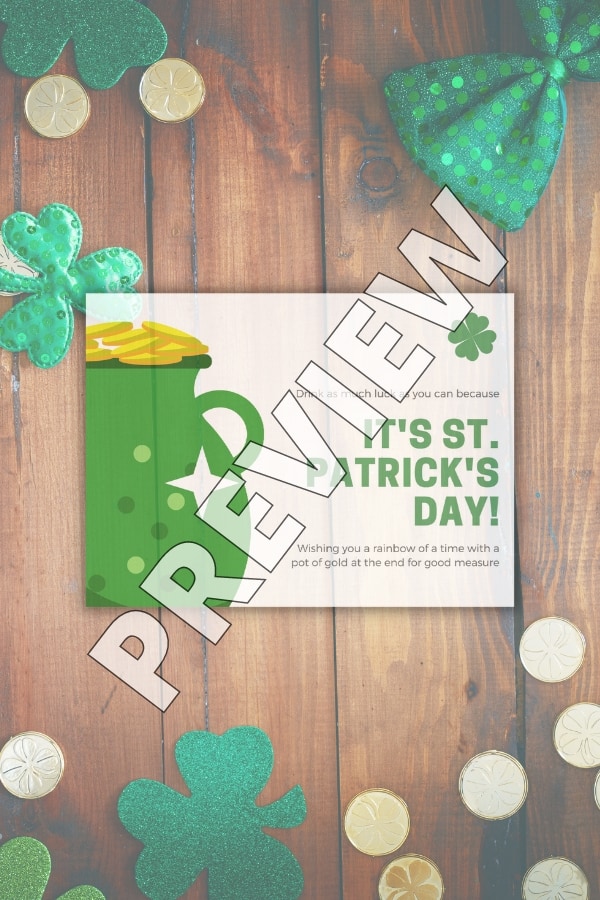 POT OF GOLD ST. PATRICK'S DAY CARD