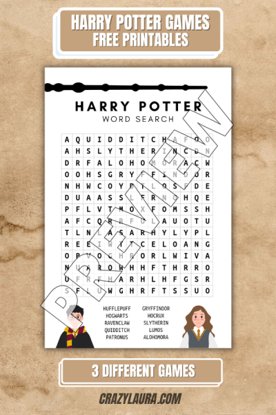 3 Free Harry Potter Printable Games To Try - Crazy Laura