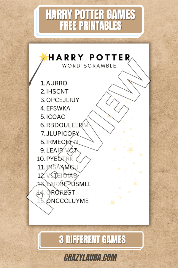 3 Free Harry Potter Printable Games To Try - Crazy Laura